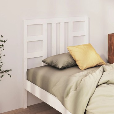 vidaXL Κεφαλάρι Κρεβατιού Λευκό 106x4x100cm Μασίφ Ξύλο Πεύκου 1 τεμ.