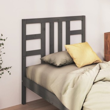 vidaXL Κεφαλάρι Κρεβατιού Γκρι 106x4x100cm από Μασίφ Ξύλο Πεύκου 1 τεμ.