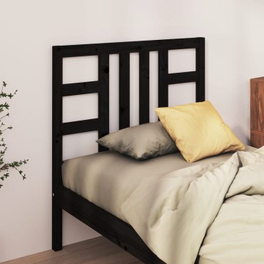vidaXL Κεφαλάρι Κρεβατιού Μαύρο 106x4x100cm Μασίφ Ξύλο Πεύκου 1 τεμ.