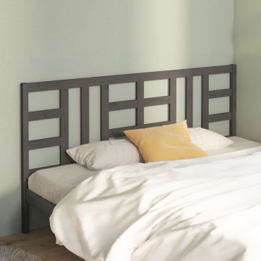vidaXL Κεφαλάρι Κρεβατιού Γκρι 186x4x100cm από Μασίφ Ξύλο Πεύκου 1 τεμ.