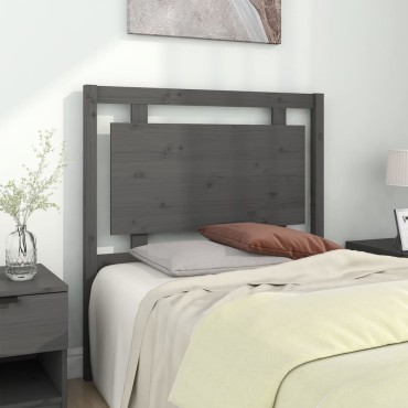 vidaXL Κεφαλάρι Κρεβατιού Γκρι 95,5x4x100cm από Μασίφ Ξύλο Πεύκου 1 τεμ.