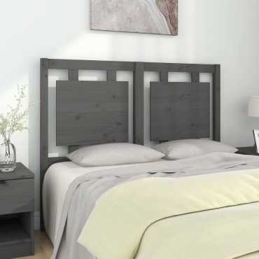vidaXL Κεφαλάρι Κρεβατιού Γκρι 125,5x4x100cm Μασίφ Ξύλο Πεύκου 1 τεμ.