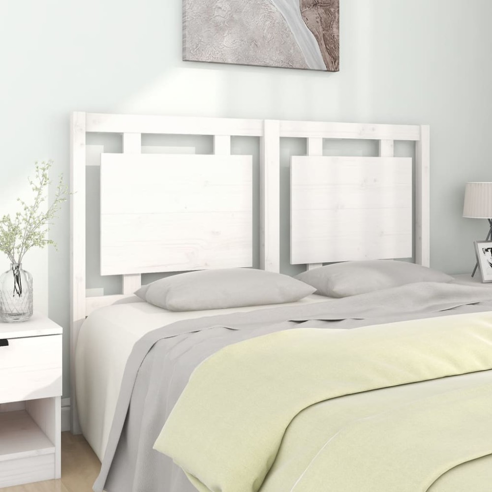 vidaXL Κεφαλάρι Κρεβατιού Λευκό 140,5x4x100cm Μασίφ Ξύλο Πεύκου 1 τεμ.
