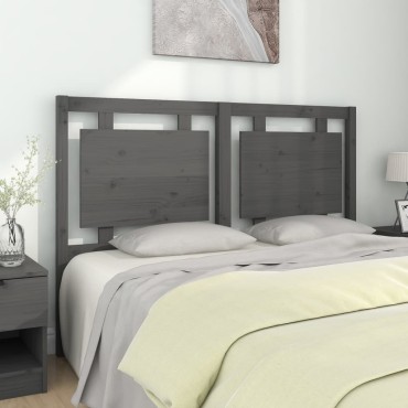 vidaXL Κεφαλάρι Κρεβατιού Γκρι 145,5x4x100cm από Μασίφ Ξύλο Πεύκου 1 τεμ.