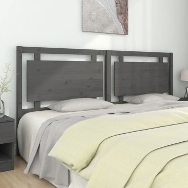 vidaXL Κεφαλάρι κρεβατιού Γκρι 205,5x4x100cm από Μασίφ Ξύλο Πεύκου 1 τεμ.