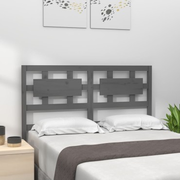 vidaXL Κεφαλάρι Κρεβατιού Γκρι 145,5x4x100cm από Μασίφ Ξύλο Πεύκου 1 τεμ.