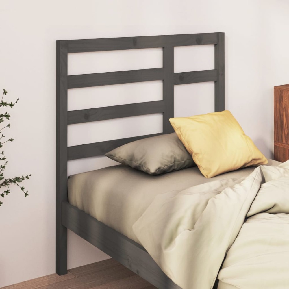 vidaXL Κεφαλάρι Κρεβατιού Γκρι 81x4x104cm από Μασίφ Ξύλο Πεύκου 1 τεμ.