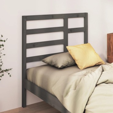 vidaXL Κεφαλάρι Κρεβατιού Γκρι 106x4x104cm από Μασίφ Ξύλο Πεύκου 1 τεμ.