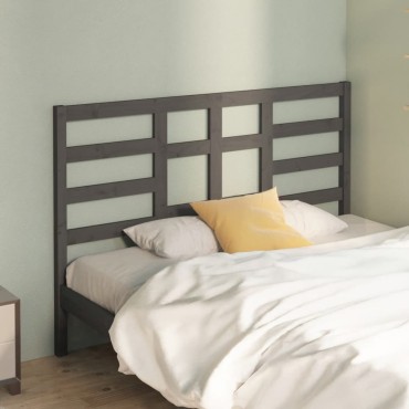 vidaXL Κεφαλάρι Κρεβατιού Γκρι 156x4x104cm από Μασίφ Ξύλο Πεύκου 1 τεμ.