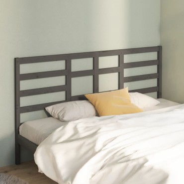 vidaXL Κεφαλάρι Κρεβατιού Γκρι 186x4x104cm από Μασίφ Ξύλο Πεύκου 1 τεμ.