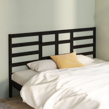 vidaXL Κεφαλάρι Κρεβατιού Μαύρο 186x4x104cm Μασίφ Ξύλο Πεύκου 1 τεμ.