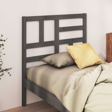 vidaXL Κεφαλάρι Κρεβατιού Γκρι 81x4x104cm από Μασίφ Ξύλο Πεύκου 1 τεμ.