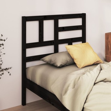 vidaXL Κεφαλάρι Κρεβατιού Μαύρο 81x4x104cm από Μασίφ Ξύλο Πεύκου 1 τεμ.