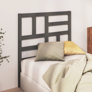 vidaXL Κεφαλάρι Κρεβατιού Γκρι 106x4x104cm από Μασίφ Ξύλο Πεύκου 1 τεμ.