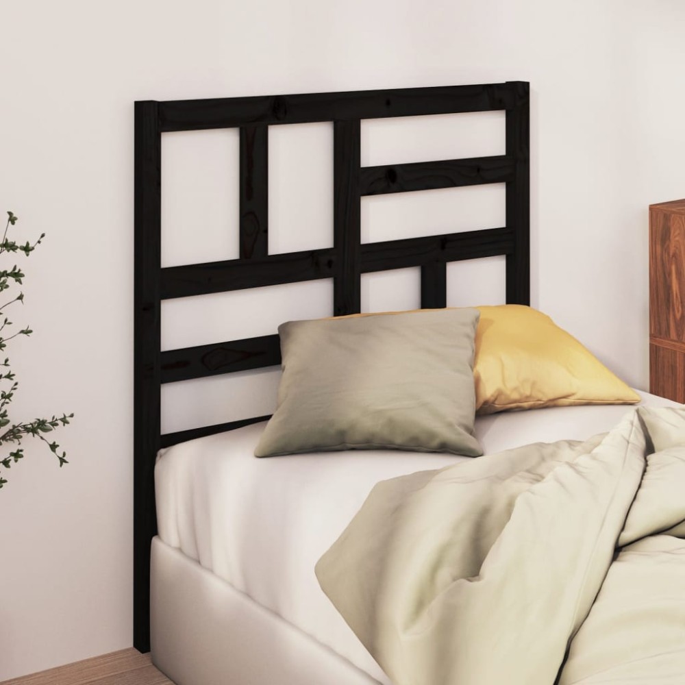 vidaXL Κεφαλάρι Κρεβατιού Μαύρο 106x4x104cm Μασίφ Ξύλο Πεύκου 1 τεμ.