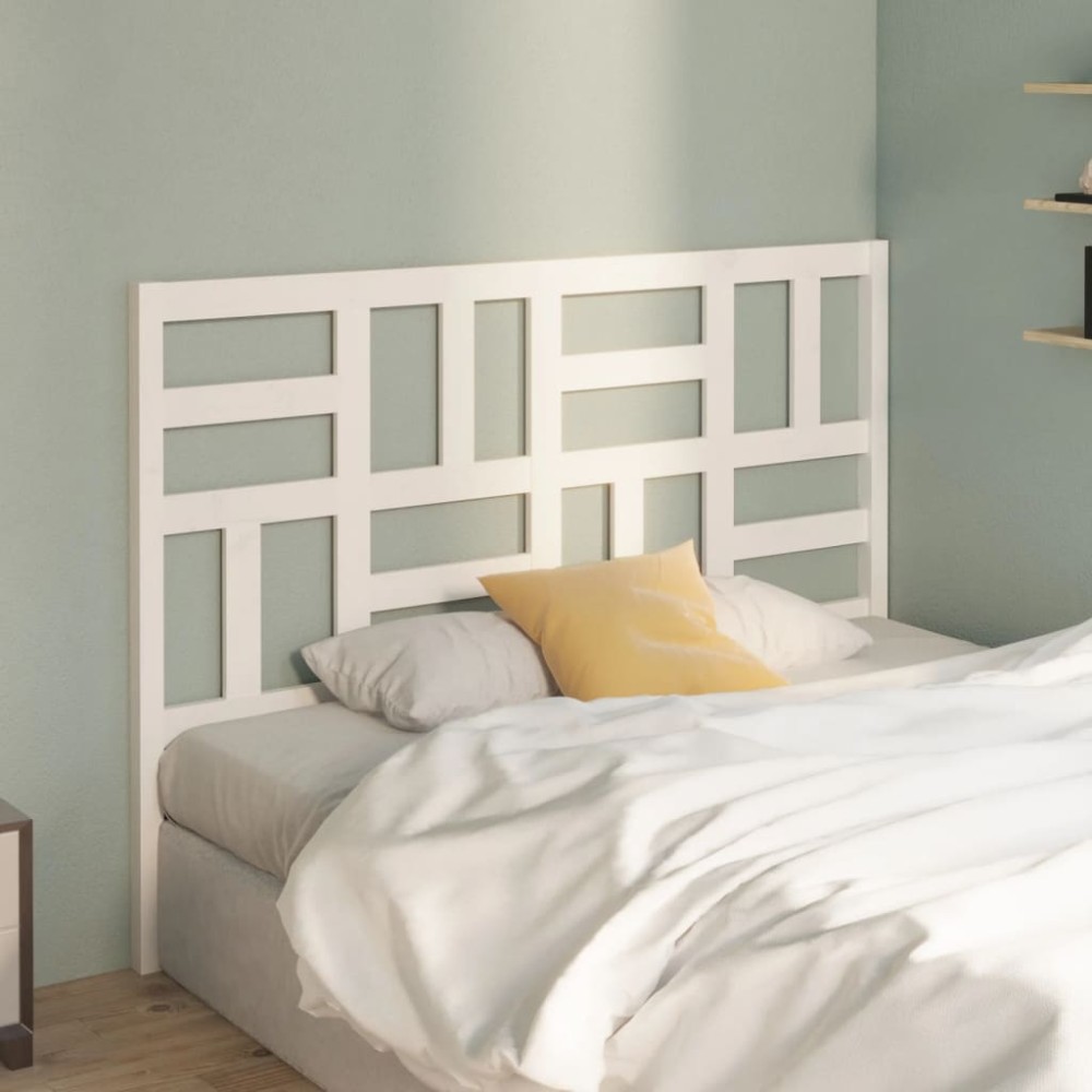 vidaXL Κεφαλάρι Κρεβατιού Λευκό 126x4x104cm Μασίφ Ξύλο Πεύκου 1 τεμ.