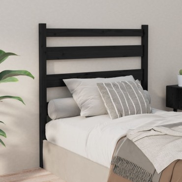 vidaXL Κεφαλάρι Κρεβατιού Μαύρο 81x4x100cm από Μασίφ Ξύλο Πεύκου 1 τεμ.