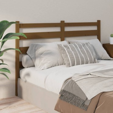 vidaXL Κεφαλάρι κρεβατιού Καφέ 126x4x100cm από Μασίφ Ξύλο Πεύκου 1 τεμ.