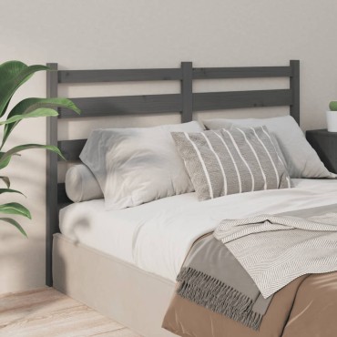 vidaXL Κεφαλάρι Κρεβατιού Γκρι 141x4x100cm από Μασίφ Ξύλο Πεύκου 1 τεμ.