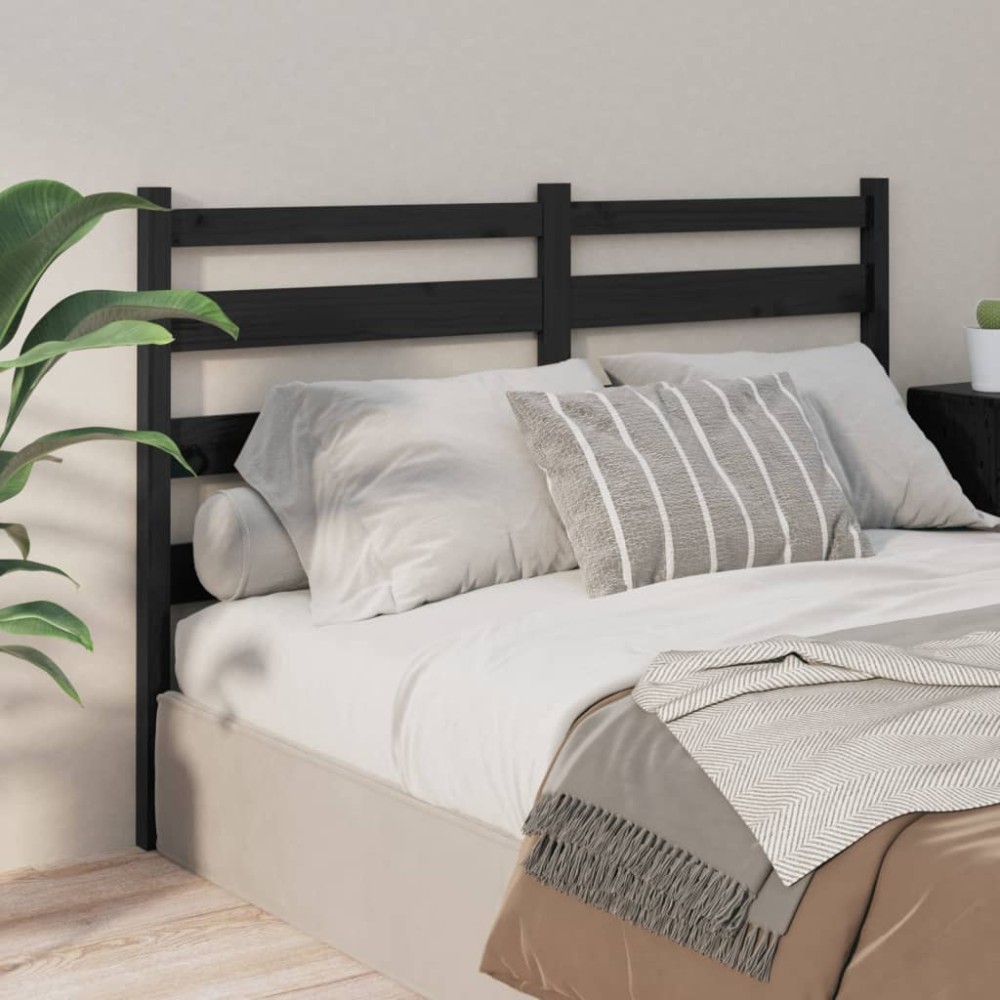 vidaXL Κεφαλάρι Κρεβατιού Μαύρο 186x4x100cm Μασίφ Ξύλο Πεύκου 1 τεμ.