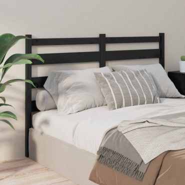 vidaXL Κεφαλάρι Κρεβατιού Μαύρο 186x4x100cm Μασίφ Ξύλο Πεύκου 1 τεμ.