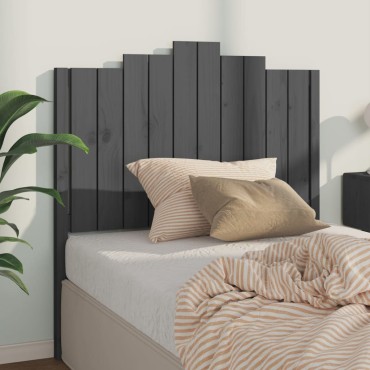 vidaXL Κεφαλάρι Κρεβατιού Γκρι 106x4x110cm από Μασίφ Ξύλο Πεύκου 1 τεμ.