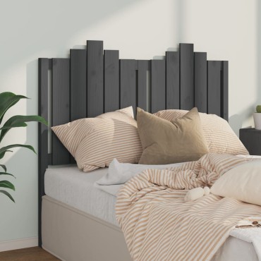 vidaXL Κεφαλάρι Κρεβατιού Γκρι 126x4x110cm από Μασίφ Ξύλο Πεύκου 1 τεμ.