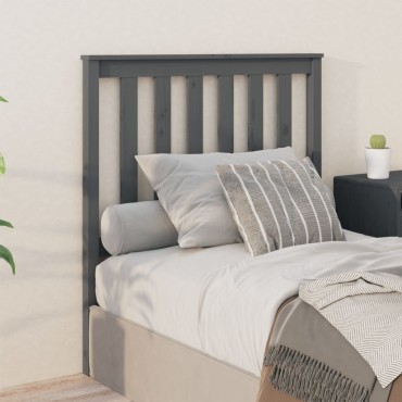 vidaXL Κεφαλάρι Κρεβατιού Γκρι 96x6x101cm από Μασίφ Ξύλο Πεύκου 1 τεμ.