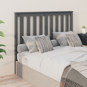 vidaXL Κεφαλάρι Κρεβατιού Γκρι 146x6x101cm από Μασίφ Ξύλο Πεύκου 1 τεμ.