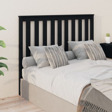 vidaXL Κεφαλάρι κρεβατιού Μαύρο 146x6x101cm από Μασίφ Ξύλο Πεύκου 1 τεμ.