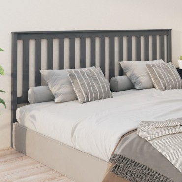 vidaXL Κεφαλάρι Κρεβατιού Γκρι 206x6x101cm από Μασίφ Ξύλο Πεύκου 1 τεμ.