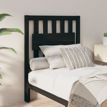 vidaXL Κεφαλάρι Κρεβατιού Μαύρο 80,5x4x100cm από Μασίφ Ξύλο Πεύκου 1 τεμ.