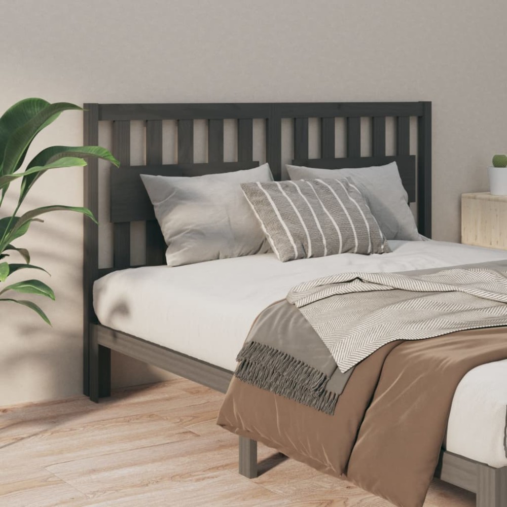 vidaXL Κεφαλάρι Κρεβατιού Γκρι 155,5x4x100cm Μασίφ Ξύλο Πεύκου 1 τεμ.
