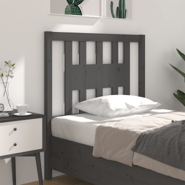 vidaXL Κεφαλάρι Γκρι 81x4x100cm από Μασίφ Ξύλο Πεύκου 1 τεμ.