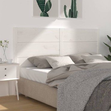 vidaXL Κεφαλάρι Κρεβατιού Λευκό 141x4x100cm Μασίφ Ξύλο Πεύκου 1 τεμ.