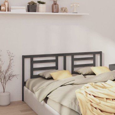 vidaXL Κεφαλάρι Κρεβατιού Γκρι 186x4x100cm από Μασίφ Ξύλο Πεύκου 1 τεμ.