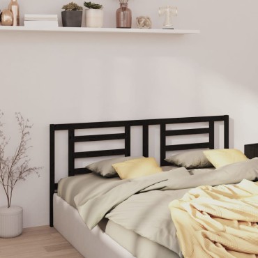vidaXL Κεφαλάρι Κρεβατιού Μαύρο 186x4x100cm Μασίφ Ξύλο Πεύκου 1 τεμ.