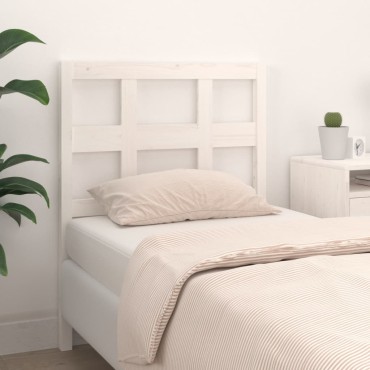vidaXL Κεφαλάρι Κρεβατιού Λευκό 80,5x4x100cm Μασίφ Ξύλο Πεύκου 1 τεμ.