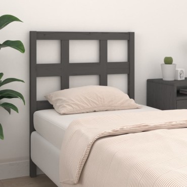 vidaXL Κεφαλάρι Κρεβατιού Γκρι 80,5x4x100cm από Μασίφ Ξύλο Πεύκου 1 τεμ.