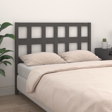 vidaXL Κεφαλάρι Κρεβατιού Γκρι 155,5x4x100cm Μασίφ Ξύλο Πεύκου 1 τεμ.