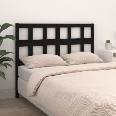 vidaXL Κεφαλάρι Κρεβατιού Μαύρο 185,5x4x100cm Μασίφ Ξύλο Πεύκου 1 τεμ.