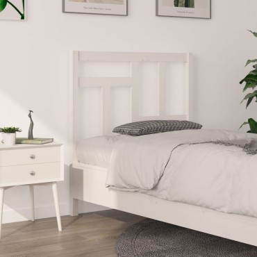 vidaXL Κεφαλάρι Κρεβατιού Λευκό 95,5x4x100cm από Μασίφ Ξύλο Πεύκου 1 τεμ.