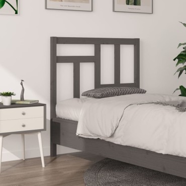 vidaXL Κεφαλάρι Κρεβατιού Γκρι 95,5x4x100cm από Μασίφ Ξύλο Πεύκου 1 τεμ.