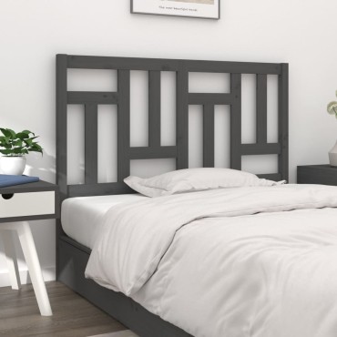 vidaXL Κεφαλάρι Κρεβατιού Γκρι 125,5x4x100cm Μασίφ Ξύλο Πεύκου 1 τεμ.