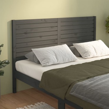 vidaXL Κεφαλάρι Κρεβατιού Γκρι 126x4x100cm από Μασίφ Ξύλο Πεύκου 1 τεμ.
