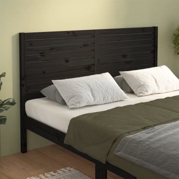 vidaXL Κεφαλάρι Κρεβατιού Μαύρο 166x4x100cm Μασίφ Ξύλο Πεύκου 1 τεμ.