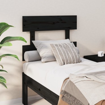 vidaXL Κεφαλάρι Κρεβατιού Μαύρο 78,5x3x81cm από Μασίφ Ξύλο Πεύκου 1 τεμ.