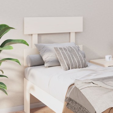 vidaXL Κεφαλάρι Κρεβατιού Λευκό 103,5x3x81cm Μασίφ Ξύλο Πεύκου 1 τεμ.