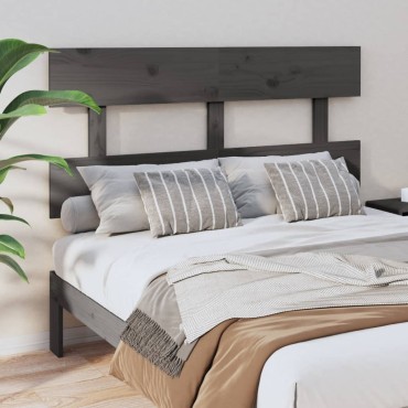 vidaXL Κεφαλάρι Κρεβατιού Γκρι 138x3x81cm από Μασίφ Ξύλο Πεύκου 1 τεμ.