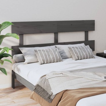 vidaXL Κεφαλάρι Κρεβατιού Γκρι 164x3x81cm από Μασίφ Ξύλο Πεύκου 1 τεμ.